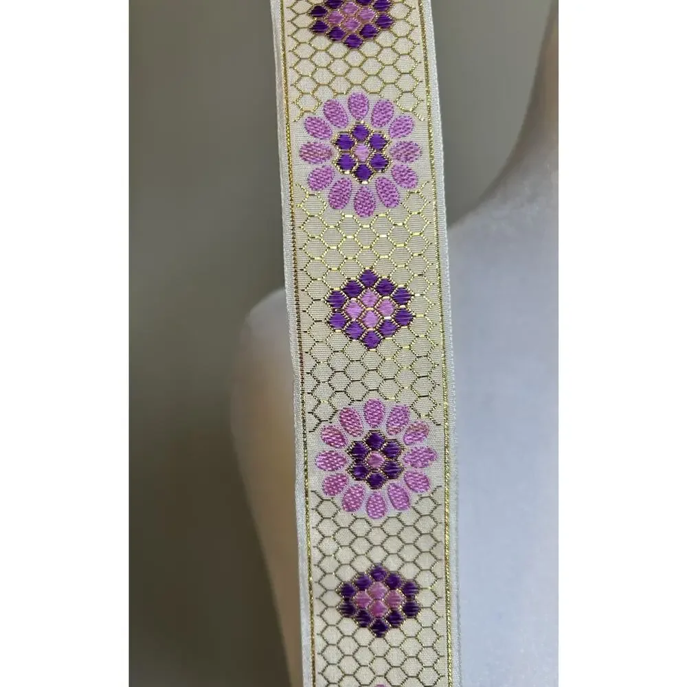 25 yards metallic jacquard woven floral trim ribbon 1.5